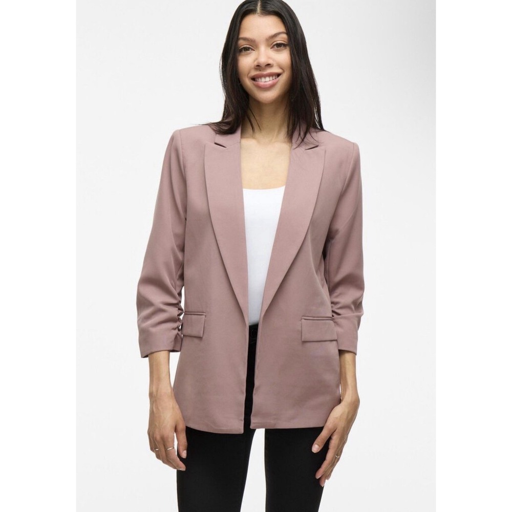 women's casual, pink, three-quarter sleeve‎ blazer cardigan
